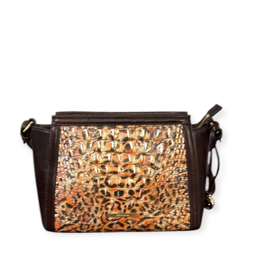 BRAHMIN HILLARY LEOPARD CUB BERGAMOT LEATHER CROSSBODY